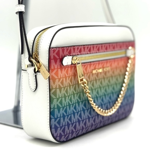 Michael Kors Jet Set Large Rainbow Signature Logo Crossbody Bag Rainbow - Picture 4 of 12